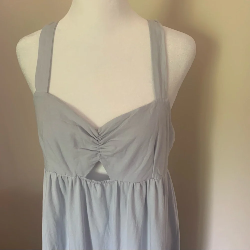 Zara Maxi with Keyhole Opening Smocked Back in Light Blue Size Large NEW! - Picture 4 of 9